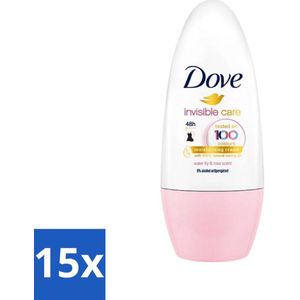 15 x Dove Invisible Touch - Floral Care - Deodorant Roll-on - Waterlelie & Roos - 50 ml - Dove Deodorant Roll-on - Anti-transpirant - Bloemige Geur - Waterlelie En Roos - Witte Strepen Voorkomen