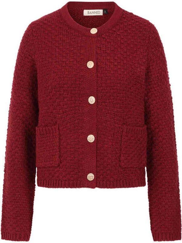 Banned - Victoria Wool Mix Cardigan - S - Bordeaux rood