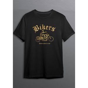 Motorshirt | Bikershirt | Zwart T-shirt | opdruk goud | L | Opdruk 1