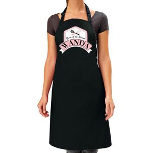 Naam cadeau Wanda - Queen of the kitchen schort zwart - keukenschort cadeau