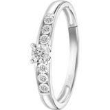Lucardi Dames ring met 7 diamanten (0,05ct) - Ring - Cadeau - Moederdag - 14 Karaat Goud - Witgoud
