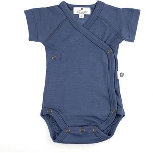 Wollen Overslagromper korte mouw – Merinowol - Vintage Indigo 56