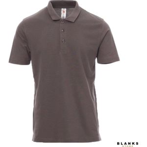 Payper Rome: Katoenen Piquet Polo Shirt Heren met Korte Mouwen en Parelmoer Knopen - Smoke - 3XL