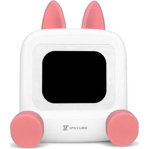 Wedjis Retro Mili-TV – Digitale Klok & Bluetooth Speaker – Smart display – Kunststof – Dimbaar scherm – Cadeau voor vrouwen – Wit/Roze