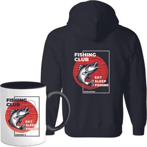 T-Shirtknaller Vest met koffiemok | Fishing Club - Vis / Vissen / Vishengel Kleding | Heren / Dames Vest Cadeau | Kleur zwart | Maat S