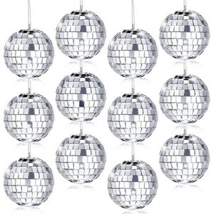 12 stuks Spiegelbal discoballen 3 cm zilveren hangbal - onbreekbare kerstdecoraties boomballen