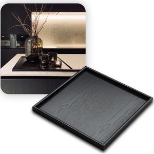 MIRO® Houten Dienblad Vierkant - Decoratieve Dienbladen - Serveerblad - Sierblad - 36 x 36 CM - Zwart
