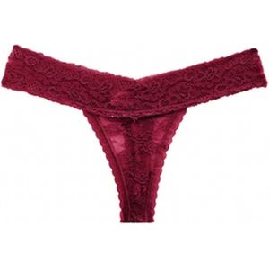 Dunne String met Kant - Doorzichtig - Rood - Sexy, Licht en Comfortabel - Dames Lingerie / Ondergoed - Maat M