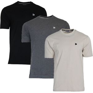 3-Pack Donnay T-shirt (599008) - Sportshirt - Heren - Black/Charcoal-marl/Sand (562) - maat S
