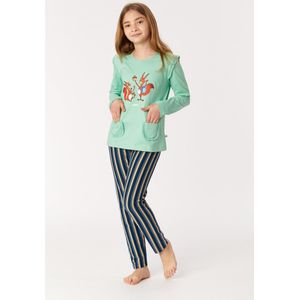 Woody pyjama meisjes/dames - lichtgroen - eekhoorn - 222-1-PLG-S/718 - maat 176