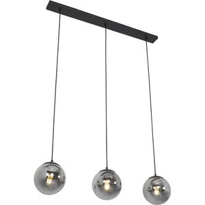 QAZQA pallon - Art Deco Hanglamp eettafel voor boven de eettafel | in eetkamer - 3 lichts - L 1000 mm - Zilver - Woonkamer | Slaapkamer | Keuken