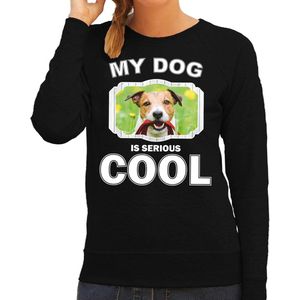 Jack russel honden trui / sweater my dog is serious cool zwart - dames - Jack russel terriers liefhebber cadeau sweaters L