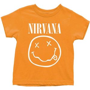 Nirvana - White Happy Face Kinder T-shirt - 12 maanden - Oranje