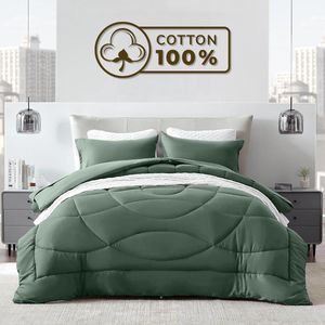Sleep Comfy - Cottiva Series - Dekbed - Bosgroen & Peppermint - 140x200 cm - 100% Katoen