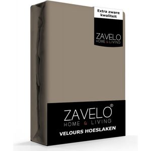 Zavelo Hoeslaken Velours Taupe - 1-persoons 80/90x200/220 cm - Fluweel Zacht - 30 cm Hoekhoogte - Rondom Elastiek - Velvet