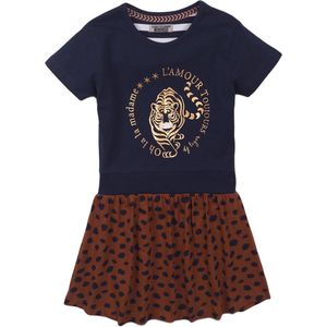 DJ Dutchjeans meisjes jurk DJ Tiger Navy Cognac