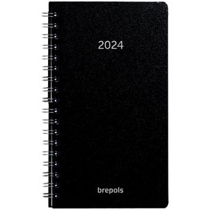 Brepols Agenda 2024 • Notavision 4t • Polyprop • wire-O • 9 x 16 cm • 1week/2 pagina's • Zwart