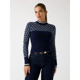 Guess - LS Mock Neck Aubrey 4G - Sweater - 4G Blue and Cream