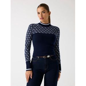 Guess - LS Mock Neck Aubrey 4G - Sweater - 4G Blue and Cream