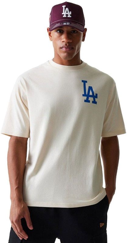 New Era Mlb Baseball Graphic Oversized Los Angeles Dodgers T-shirt Met Korte Mouwen Beige L Man
