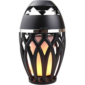 Bluetooth Vlammenlicht Luidspreker Audio Buiten Thuis Draagbare LED Zaklamp Draadloze Bluetooth Luidspreker - Zwart