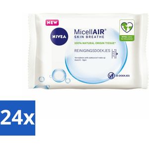 NIVEA - Reinigingsdoekjes - 3-in-1 Micellaire Doekjes - Verwijdert Waterbestendige Make-up - 25 Doekjes - Voordeelverpakking - 24 stuks