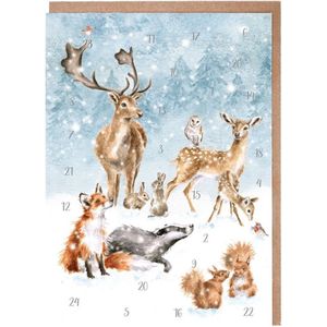 Adventskalender Kaart A5 Wrendale A Winter wonderland woodland animal advent calendar card