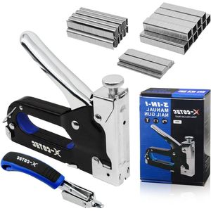 Professionele 3-in-1 handnietmachine voor hout - 3000 klemmen - stapelgun - nietpistool - nietverwijderaar - timmerwerk decoratie - kabelbevestiging