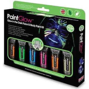 Paintglow - Glow in the dark face & body paint kit - Carnaval accessoires - Schmink - Make up