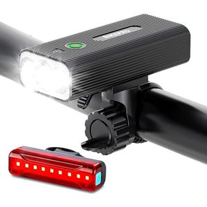 BikePro LED Fietsverlichting Set - Voorlicht en Achterlicht - USB Oplaadbaar - Fietslamp - Koplamp fiets - Fietslampjes - Fietslichten