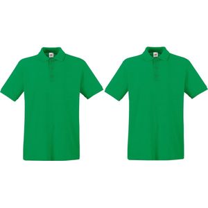 2-Pack maat 2XL groen polo shirt premium van katoen voor heren - Polo t-shirts voor heren