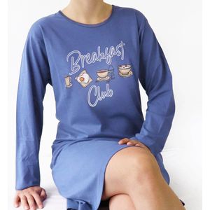 Temptation Dames Nachthemd - Bigshirt - Blauw - Maat S