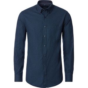 CASA MODA - Sport Comfort Fit Overhemd - Blauw Dessin - Flanel