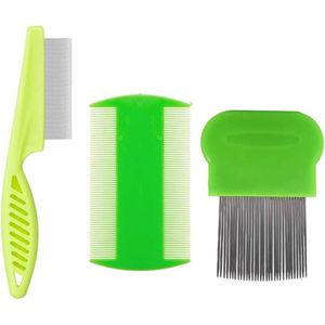 Luizenkam 3 stuks - Metalen tanden - Plastic dubbelzijdige nissenkam