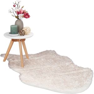 relaxdays Vloerkleed schapenvacht - imitatie schapenvacht - schapenvacht kleed - wit-rosé 70x120cm
