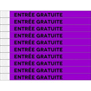 CombiCraft Standaard Bedrukte Polsbandjes ENTRÉE GRATUITE - Paars - 50 stuks (FR)