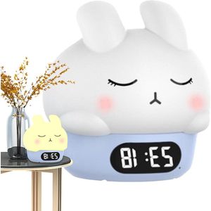 Nachtlicht Konijn Alarm Klok - Sleep Training en Wakker Worden Lamp voor Kinderen - Digitaal en Schattig