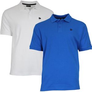 2-Pack Donnay - Polo (Noah) - Sportpolo - Heren - White/Active blue (288) - maat M