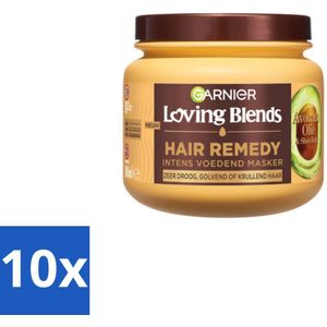 10 x Garnier - Loving Blends - Haarmasker - Avocado Olie & Shea Boter - Ultra Voedend - Golvend & Krullend Haar - 340 ml - Haarmasker - Avocado Olie - Shea Boter - Pluizend Haar - Droog Haar