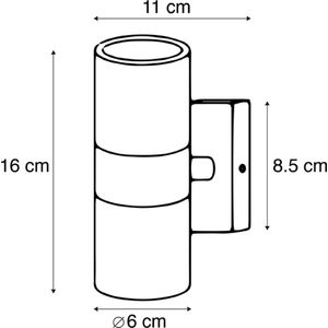 QAZQA duo - Moderne Wandlamp Up Down voor buiten - 2 lichts - D 11 cm - Zwart - Buitenverlichting