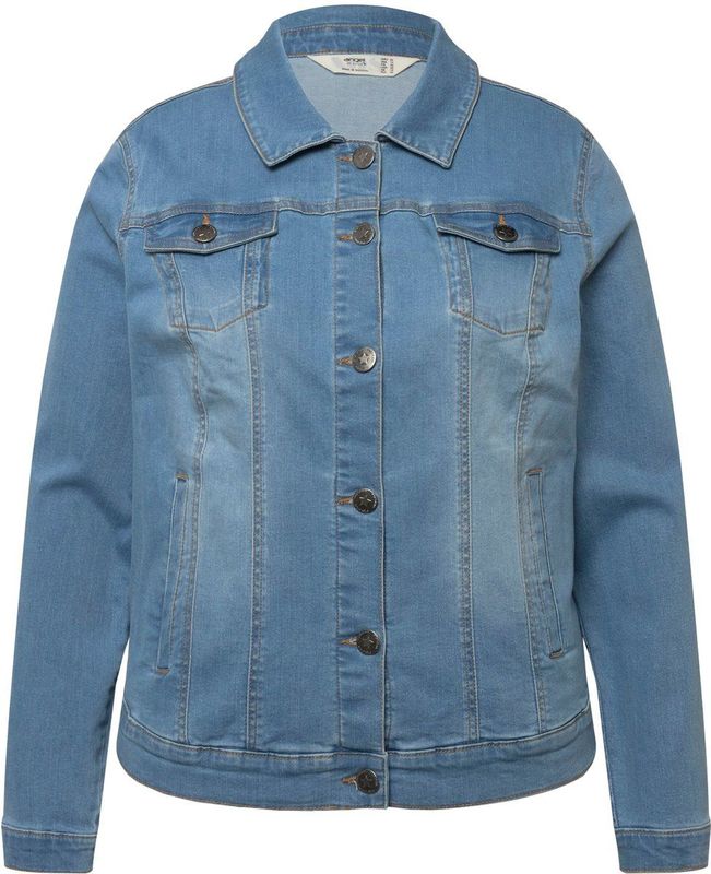 Angel of Style - Dames - Denim jas Frieda waseffecten overhemdkraag lange mouwen - Lichtblauw - Maat 42