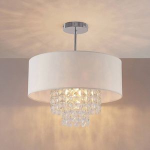 Lindby - plafondlamp - 1licht - IJzer, kunststof, glas - H: 46 cm - E27 - chroom, wit, transparant