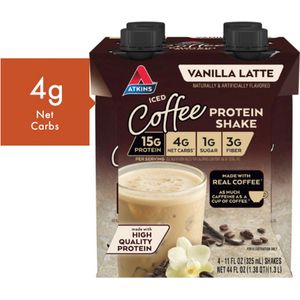 Atkins | Protein Shake | Iced Coffee Vanilla Latte | 4 Stuks | 4 x 325 ml