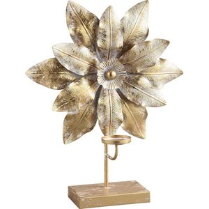 PTMD Xandro Theelichthouder Bloemen - 45 x 16 x 55 cm - Metaal - Goud