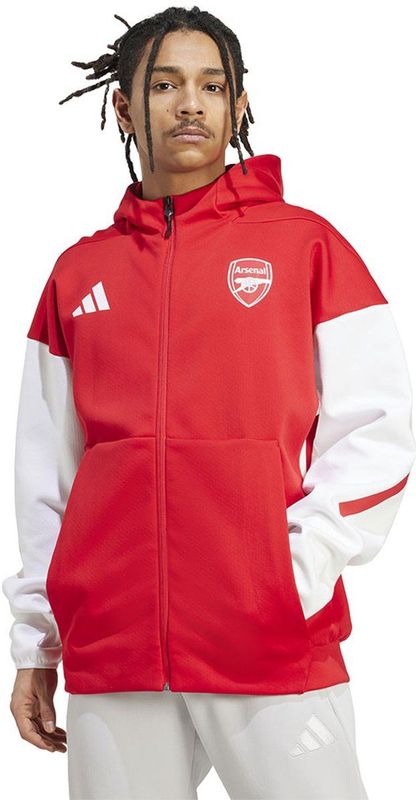 adidas - Arsenal Anthem - Trainingsjack - Rood Wit - 66% Katoen, 34% Gerecycled Polyester, AEROREADY Technologie