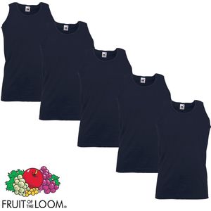 5 Pack Fruit of the Loom Valueweight Sportshirt-Onderhemd Blauw Maat M