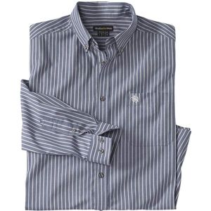 ATLAS FOR MEN - Gestreept popeline overhemd - Heren - Verkrijgbaar in grote maten - M