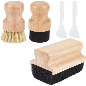 OLYCRAFT 5 stuks snijplank olie wax applicator minerale olie borstel houten wax applicator met sisalvezel en spons borstel set met plastic schrapers voor hout werkblad slager blok lepels