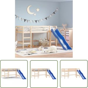 The Living Store Kinderhoogslaper met glijbaan massief grenenhout 80x200 cm - Kinderhogeslaper - Hoog Slaper - Kids Bed - Bunk Bed - Grenenhout Bed