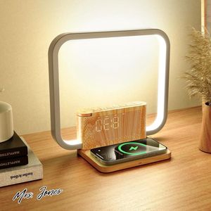 Mrs. Jones Nachtlampje oplaadfunctie draadloze oplader wake-up licht natuurlijke geluiden slaaphulp en tafellamp touch-dimbaar 3 helderheidsniveaus slaapkamer woonkamer kantoor .